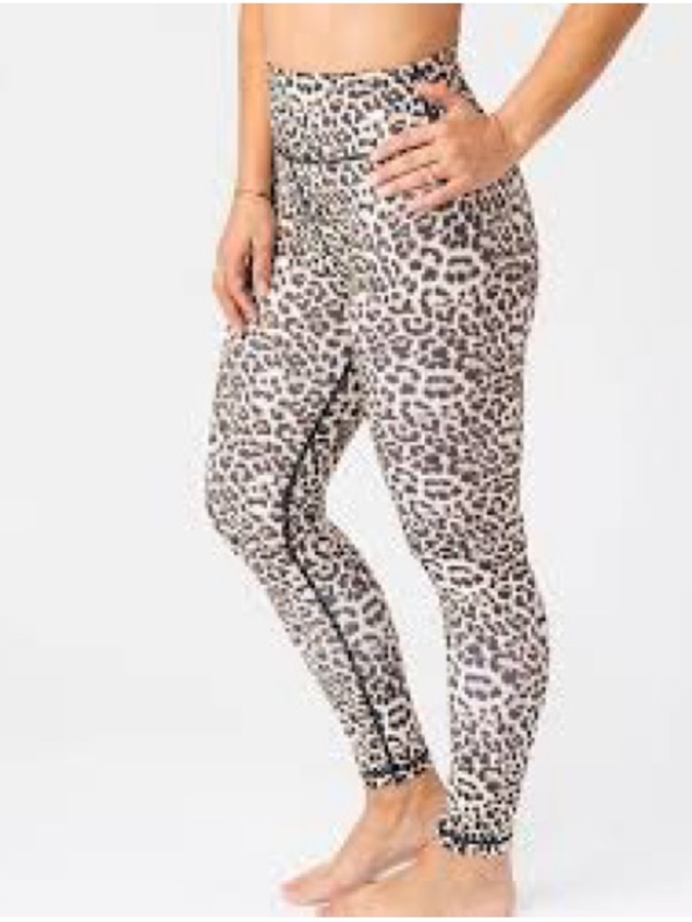 ZYIA Animal Print High-Rise Leggings in Beige and Black EUC
